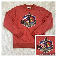 Scotch Soda Sweatshirt Mens Small Felpa Artwork Embroidered Patch Cotton Orange