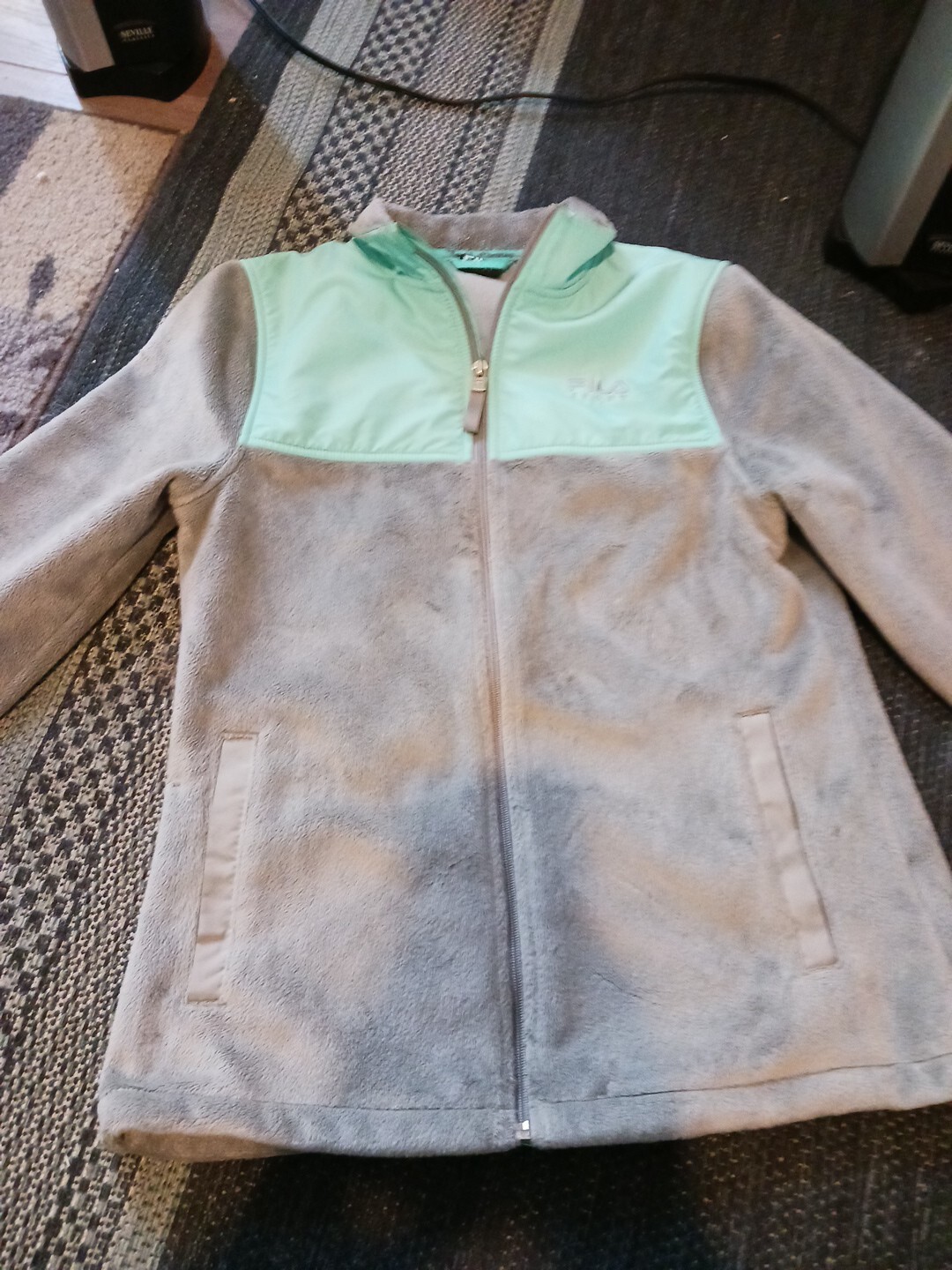 Giacca con cerniera Fila Sport da donna in tessuto poliestere grigio acqua taglia XS