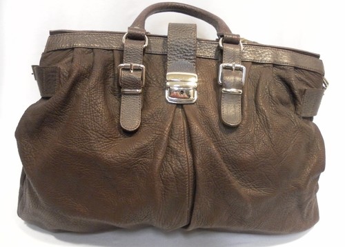  Cartera de cuero italiana de Secchiari grande marrón chocolate con medallón estilo "Liss" - Imagen 1 de 12