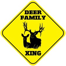 Yellow Aluminum Crossing Sign Deer Family Cross Xing Diamond Street Signal