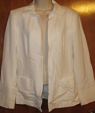 SAG HARBOR Size 8 White BLAZER/JACKET lined; open front; shoulder pads EUC