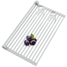 Roll Up Dish Drying Rack Silicone Wrapped Over The Sink Multipurpose Foldable...