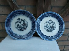 Lot 2 Assiettes Décoratives Boch Frères Keramis Léopold II 19e Anciennes