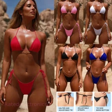 New Sexy Mini Bikini Shiny Women Brazilian G-String Set Thong Swimwear Swimsuits