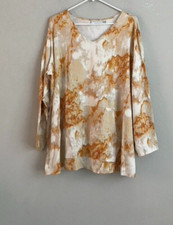 Susan Graver Petite Printed Cool Touch Knit Tunic - Mango (Sz 2XP) a390444