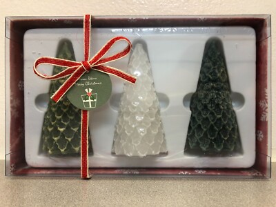 Sullivans Vance Kitira ACEPINE422 Green & White Pine Cone Tree Set Candle