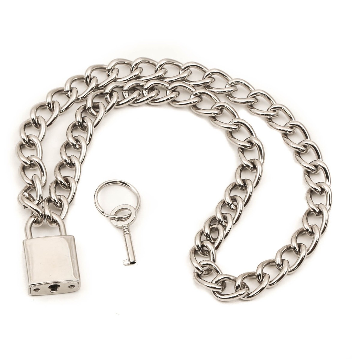 Silver Pad Lock Choker Gothic Necklace Pendant 4mm Steel Chain Sid