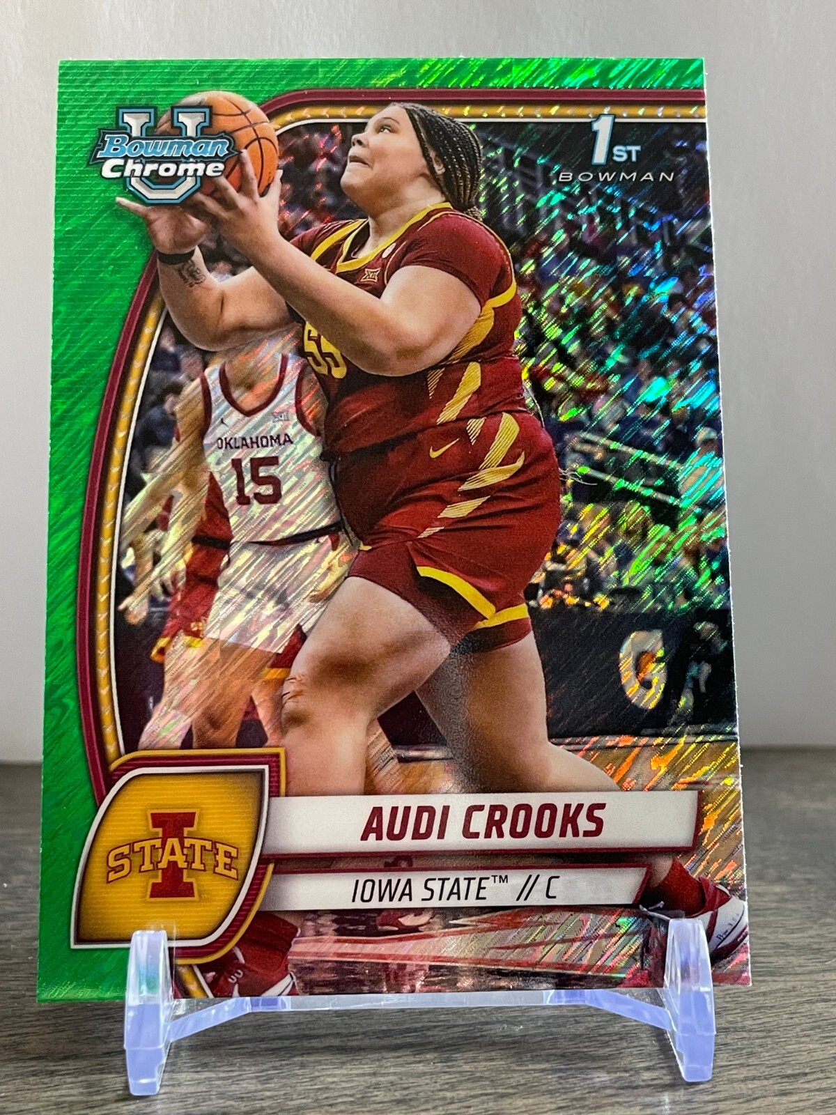 2024-25 Bowman U Chrome Audi Crooks Green Shimmer Refractor 1st Bowman #9