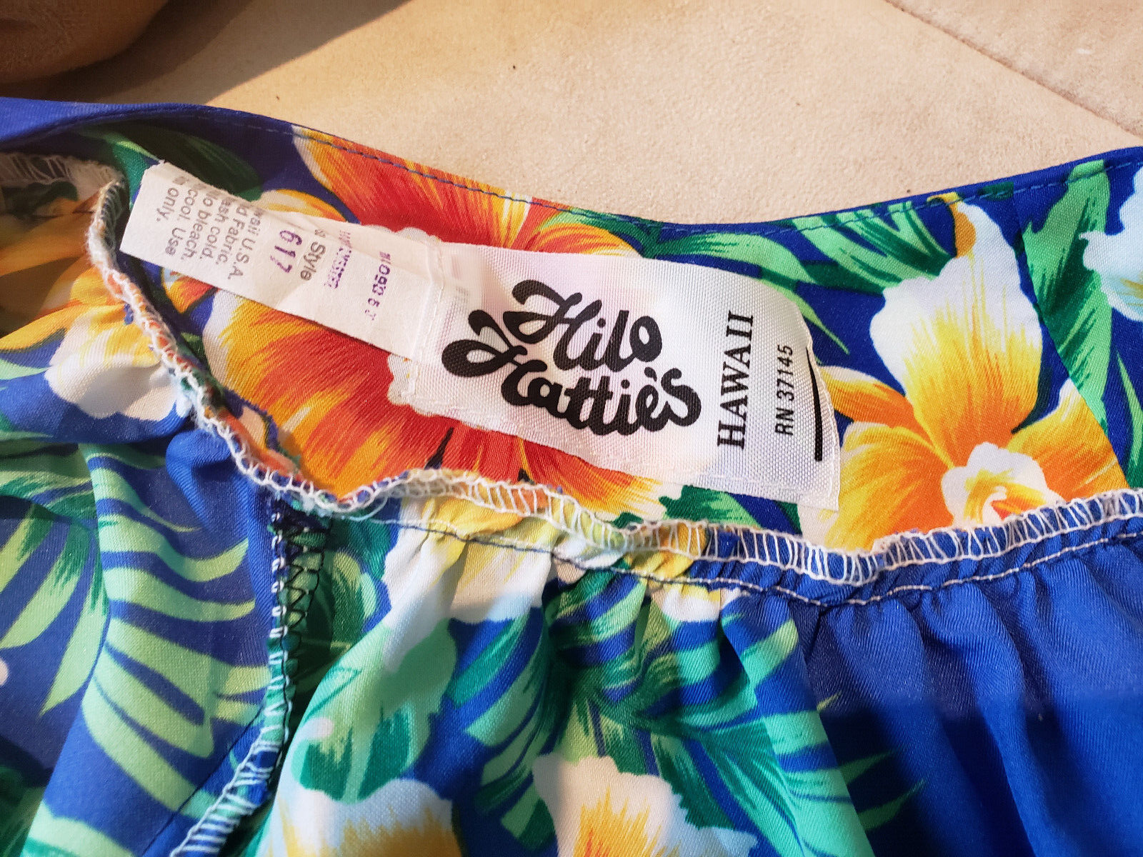 Vintage Hawaiian Muumuu Dress HILO HATTIE Blue Bright Floral Maxi ...