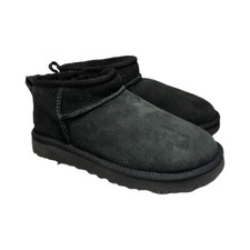 UGG Women's Classic Ultra Mini Black Suede Ankle Boots 1116109 Size 6