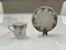 ANTIQUE VTG C T GERMANY PINK FLORAL TEA CUP  SAUCER SET MINIATURE