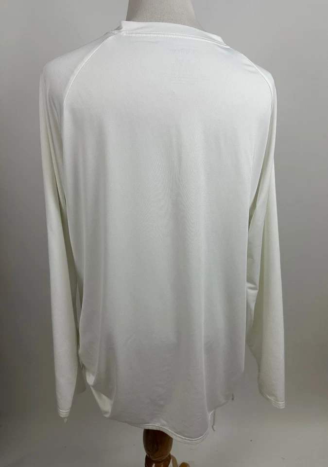 LL BEAN white 1/2 zip long sleeve UV shirt Ruchhed sides Women's XL - Image 3 of 4