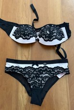 Vintage Hunkemoller Satin Panty and Bra Set L Panty E Bra Chalk Pink NWT