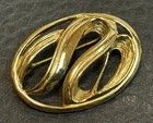 Vintage Trifari Abstract Oval Gold Tone Pin Brooch Costume Jewelry Modernist