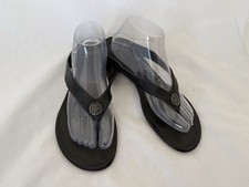 Vince Camuto Thong Sandals Size 10 EU 42 Black Leather Tamie 2 Emblem Women's