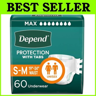 Protection with Tabs Adult Diapers, Small/Medium 60ct