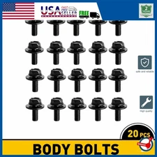 20X Body Bolts Screw Fastener Fender M6-1.0x 16mm Long-10mm Hex- Washer 17mm