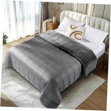  Cooling Weighted Blanket 15 lbs with One 60" X 80"-15LBS Gray (Cooling Side)