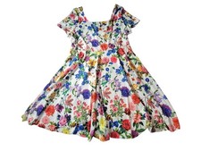 Shein Curve Womens White Floral Fit & Flare Dress 2XL Short Sleeves Lightweight