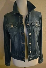 Old Navy Womens Dark Denim Relaxed Jean Trucker Jacket Medium Western Boho