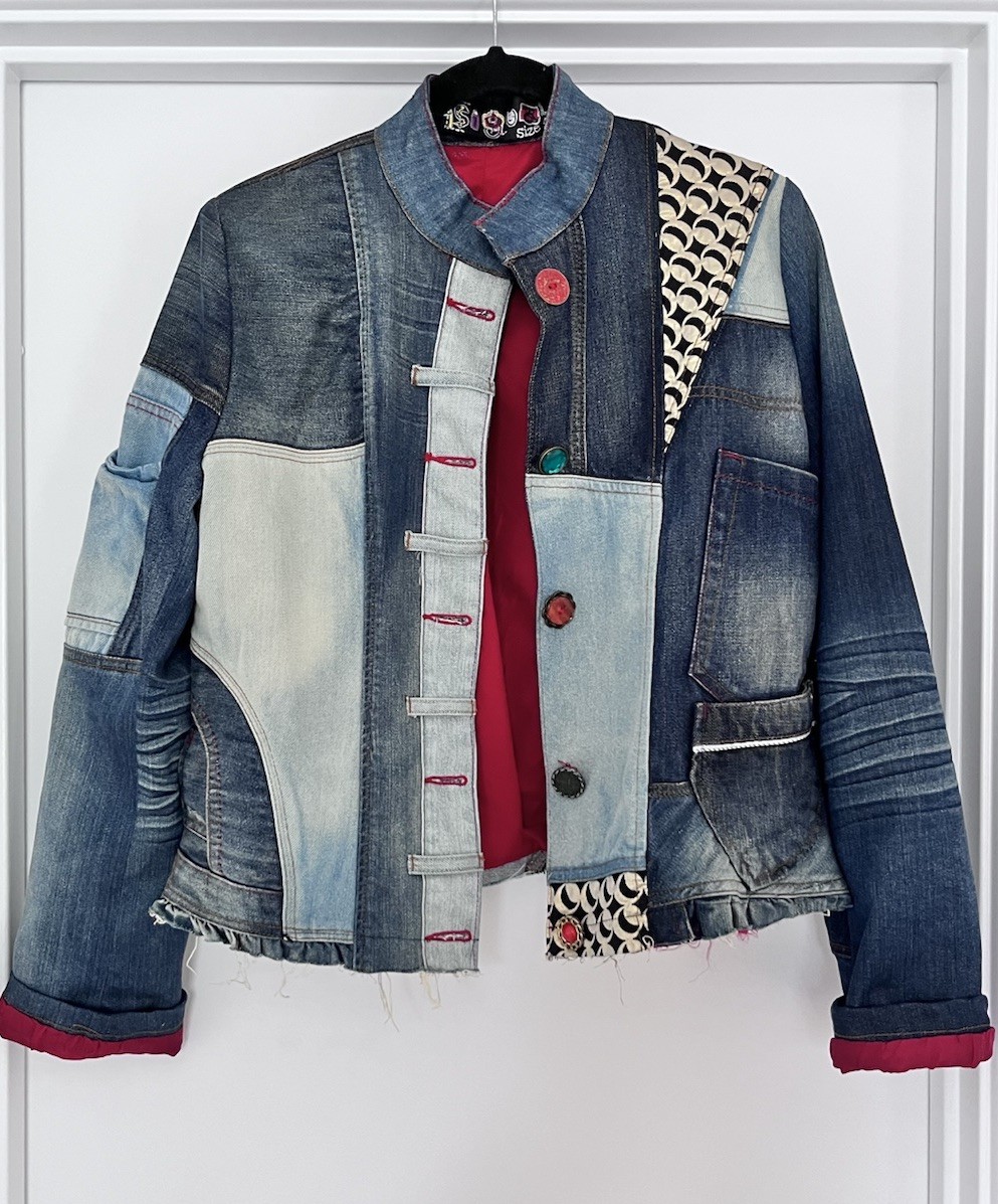 Desigual Size 44 Patchwork Denim Jacket With Lini… - image 1