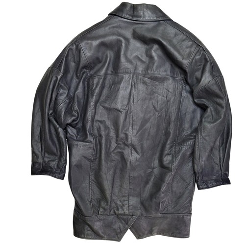 Walter Dyer Is Leather Black Jacket Men's Large Oversized Coat Made in USA - Picture 2 of 6