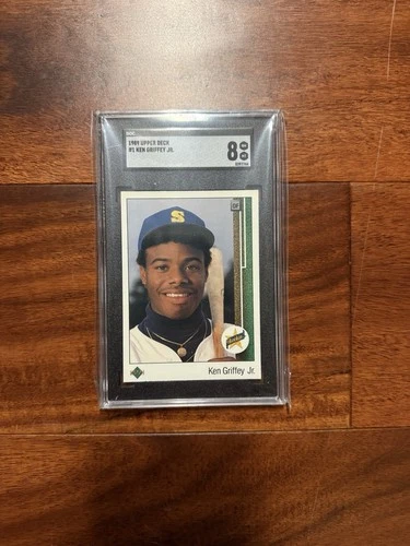 1989 Upper Deck - Star Rookie Ken Griffey Jr #1 (RC), PSA 8, Looks Nicer