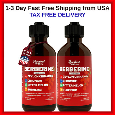 2 Bottles Clean Nutra Berberine with Ceylon Cinnamon Supplement Liquid Drops US
