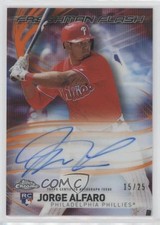 2017 Topps Chrome Freshman Flash Orange Refractor 15/25 Jorge Alfaro Auto v9t