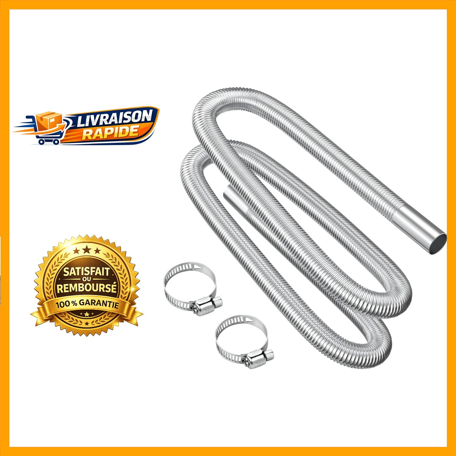 Tuyau d'échappement flexible URAQT 200cm tube flexible de rechange universel