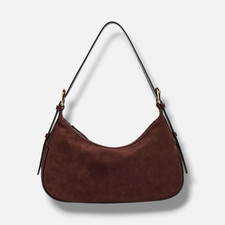 Staud Womens Brown Suede Leather Pine Shoulde...
