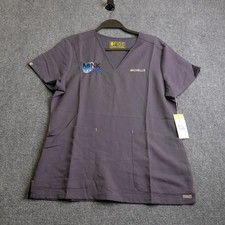 FIGS Isabela Mock Top Womens Medium Charcoal Grey Scrub Top PW2300 Medical Nurse