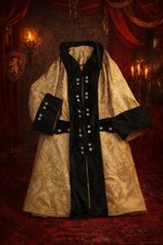 Royal Renaissance Pirate Golden W/ Black Velvet Men  s Coat SZ Large - XL Cloak