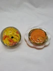 Blenko Glass Paperweights - Orange/Yellow - Set Of 2 - Unique