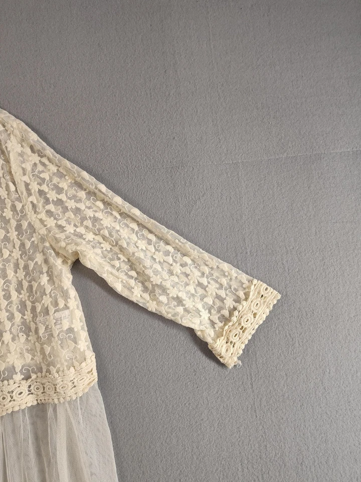 Xhilaration Kimono Mujer XL Encaje Transparente Bordado Largo Boho Plumero Cárdigan Foto 3 de 4