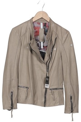 MILESTONE Jacke Damen Anorak Jacket Kurzmantel Gr. EU 42 Leder Beige #9g4ugf4