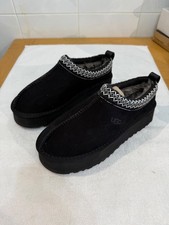 UGG Tazz Platform Slippers NEW Black Suede UK7
