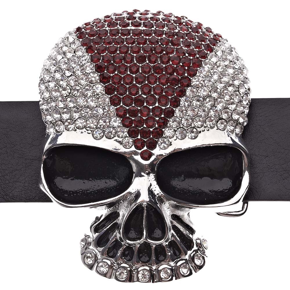 Ледяной хип-хоп SKULL ICE Gürtel - silber / rot