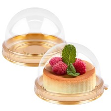 50 Pack Mini Cake Containers, Clear Plastic Small Cupcake Boxes with Dome Lid...