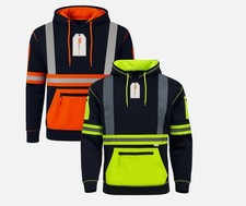 Hi Vis Pullover Hoodie EN20471 Class 3 Reflective Hi Viz Fleece Workwear Jumper