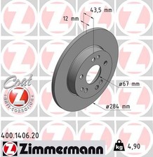 2x Bremsscheibe COAT Z ZIMMERMANN 400.1406.20 f&uuml;r MERCEDES W124 C124 S124 KLASSE