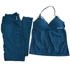 DFYNE Vision Twist Front Longline Top / Leggings Set Petrol Blue Women’s Medium