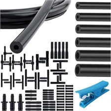 6PCS 4.9Ft Vacuum Hose Automotive with 64PCS Connectors and 1PCS Tube Black 