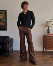 Vtg Mens 70s 60s Corduroy Houndstooth Bell Bottom Flare Pant Disco Mod Hippie 34