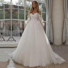 Glitter Wedding Dresses Puff Sleeve Appliques Lace 3D Flower off Shoulder Tulle