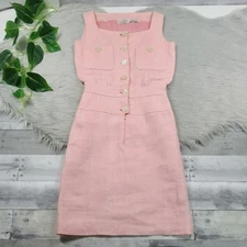 VALENTINO Vintage Linen Pink Sleeveless Blouson Dress Women’s Size 2