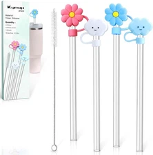 Kynup 4 Straws with Cover Caps for Stanley Cup, Tritan Material, Heat Resistance