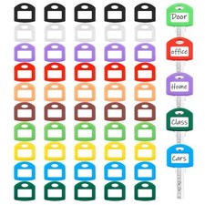 50 Pieces Colored Key Tags with Labels 1 Inch Cute Square Classic Color
