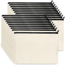 Canvas Zipper Pouch Bulk 20 Pack 9x7'' Large Makeup Bags Plain