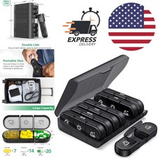 BPA Free Pill Box Organizer 3 Times a Day Light Proof Black Design for Fish Oils